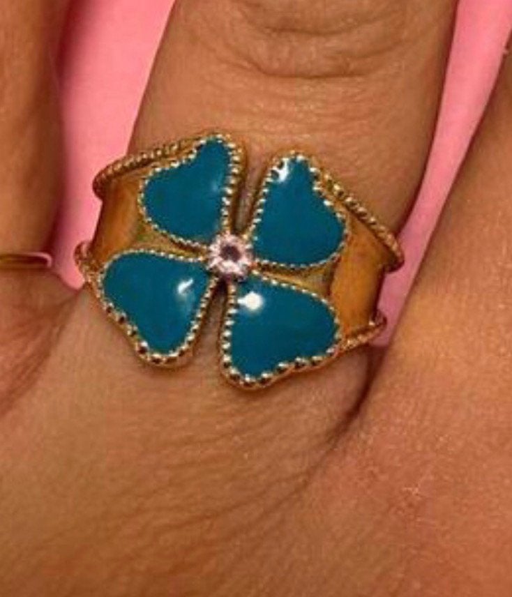 Anna nina romy Boomsma klaver 4 gouden ring 14 karaat nieuw, Nieuw, Ophalen of Verzenden, Kleiner dan 17, Dame