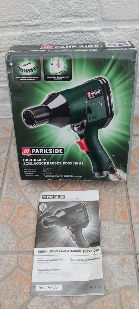 Parkside Luchtsleutel PDSS 310 A1 met doppen, Ophalen of Verzenden, Zo goed als nieuw