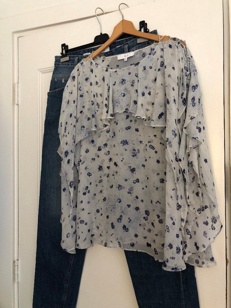 IRO luchtige floral boho top blouse Fr mt 38 Nl 36/38, Kleding | Dames, Maat 36 (S), Verzenden, Blauw, Gedragen
