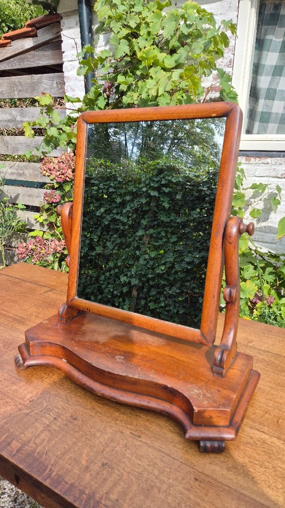 Antieke houten scheerspiegel / tafelspiegel, Minder dan 50 cm, Gebruikt, Ophalen of Verzenden, Minder dan 100 cm