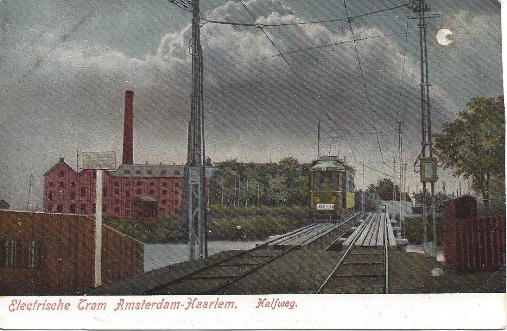 Amsterdam-Haarlem, Elektrische Tram, Halfweg, Ophalen of Verzenden, Voor 1920, Ongelopen, Noord-Holland