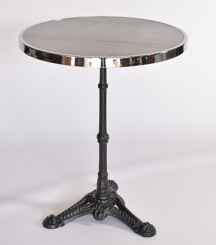 Bistrotafel marmer rond 57 cm met verchroomde rand