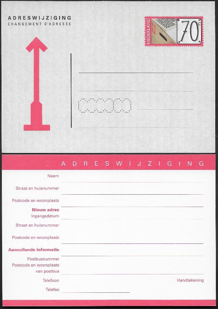 Adreswijziging Geuzendam 60 zonder laserbedrukking. Zie INFO, Postzegels en Munten, Ophalen of Verzenden, Briefkaart