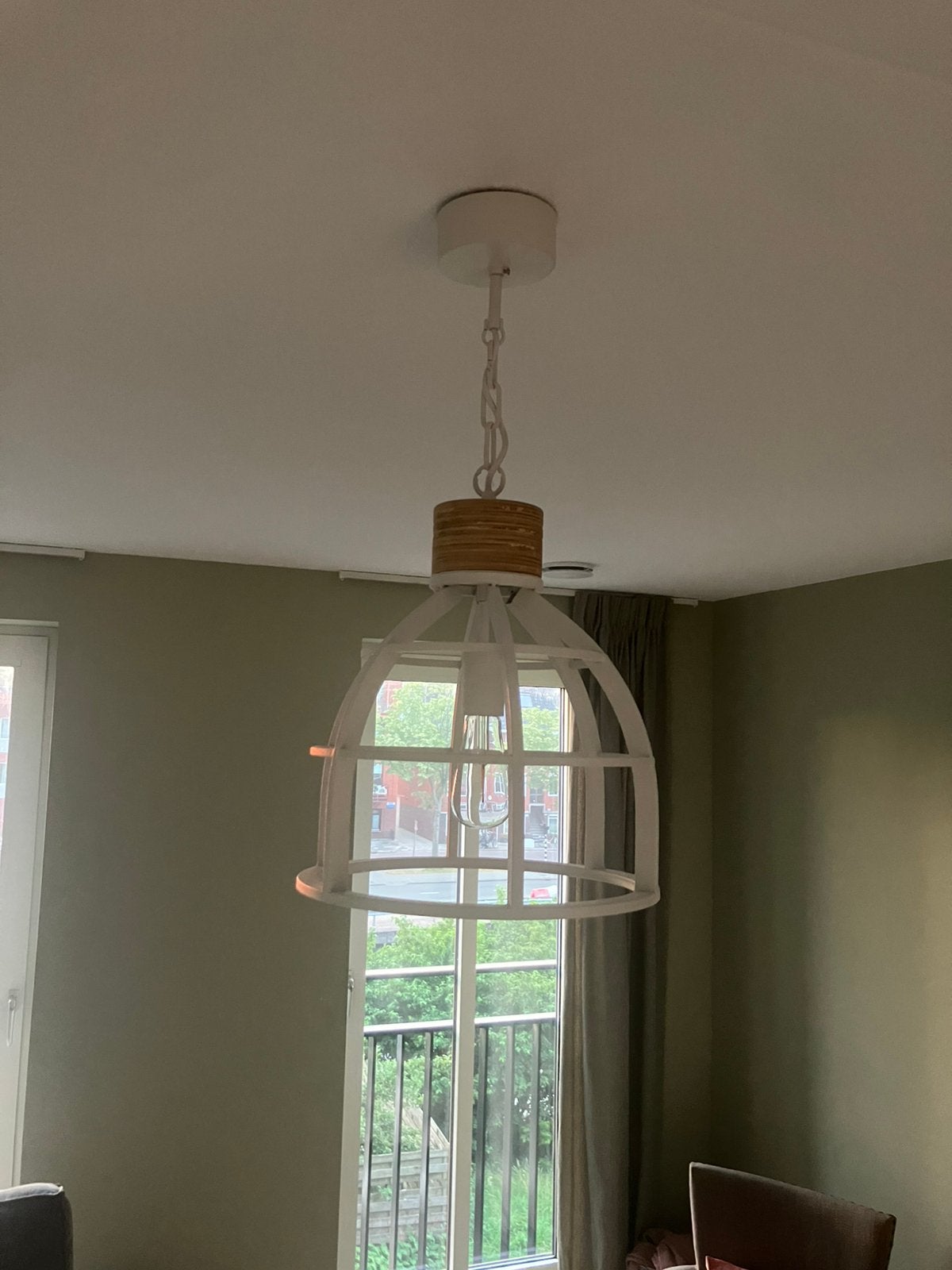 2 witte hanglampen, Ophalen, Zo goed als nieuw