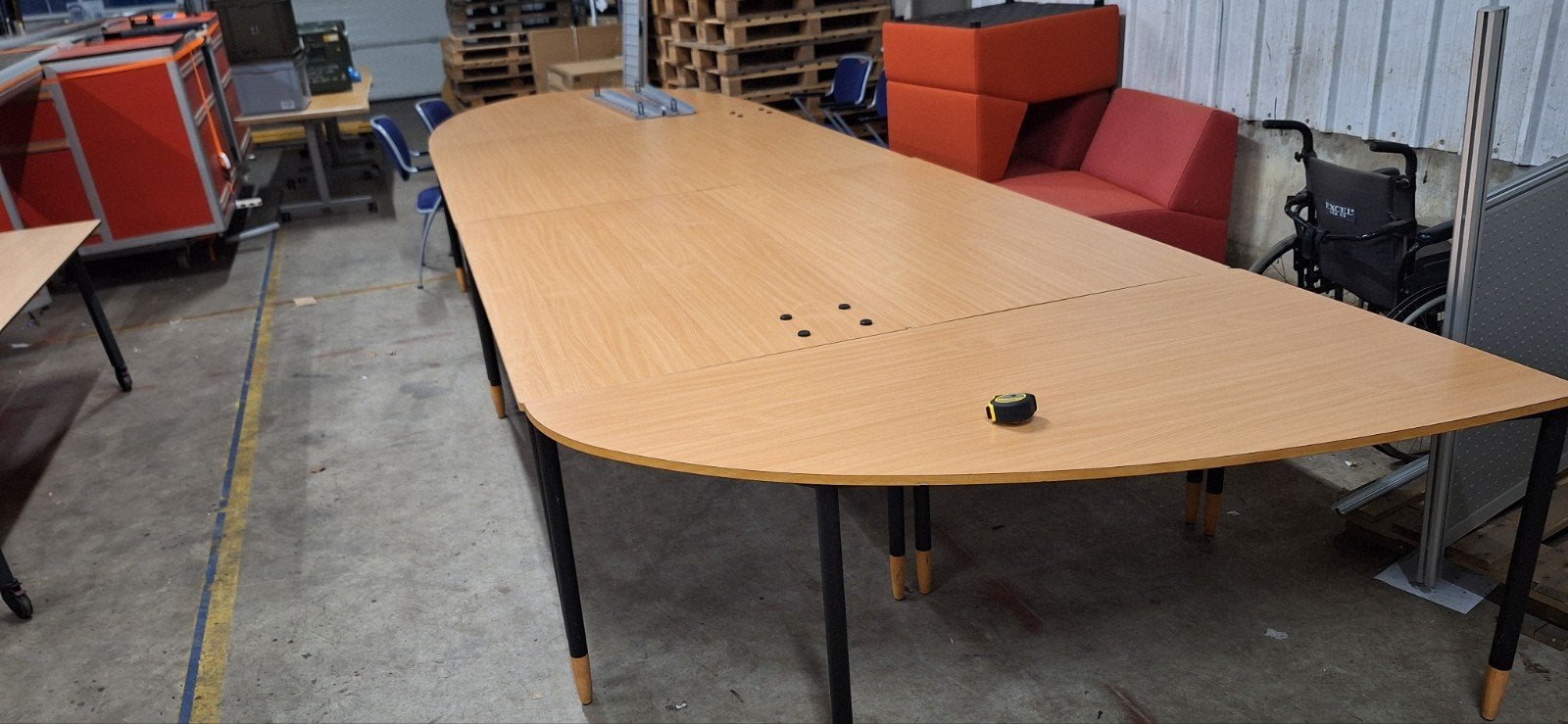 Grote vergadertafel set: 4x rechthoek, 3x kwart ovaal, Ophalen, Gebruikt, 50 tot 100 cm, Vijf personen of meer
