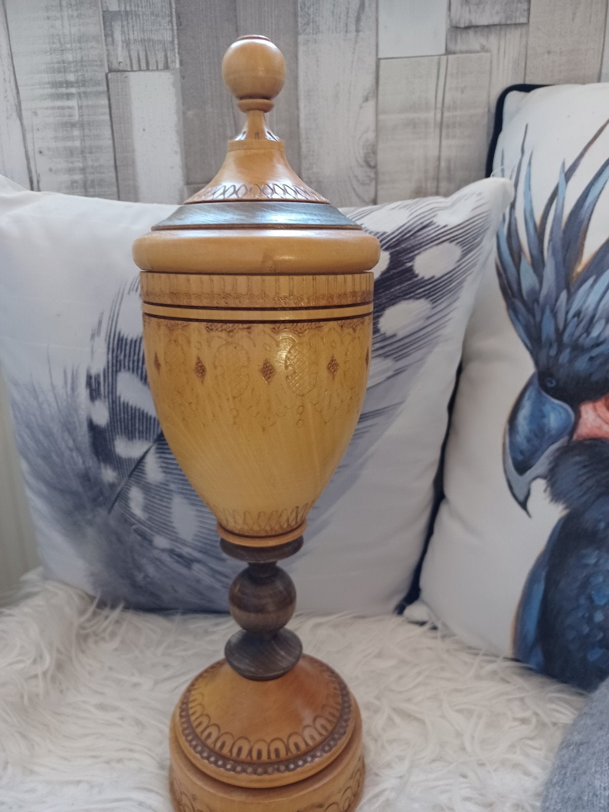 Decoratieve houten urn met deksel - Handgemaakt, Ophalen of Verzenden