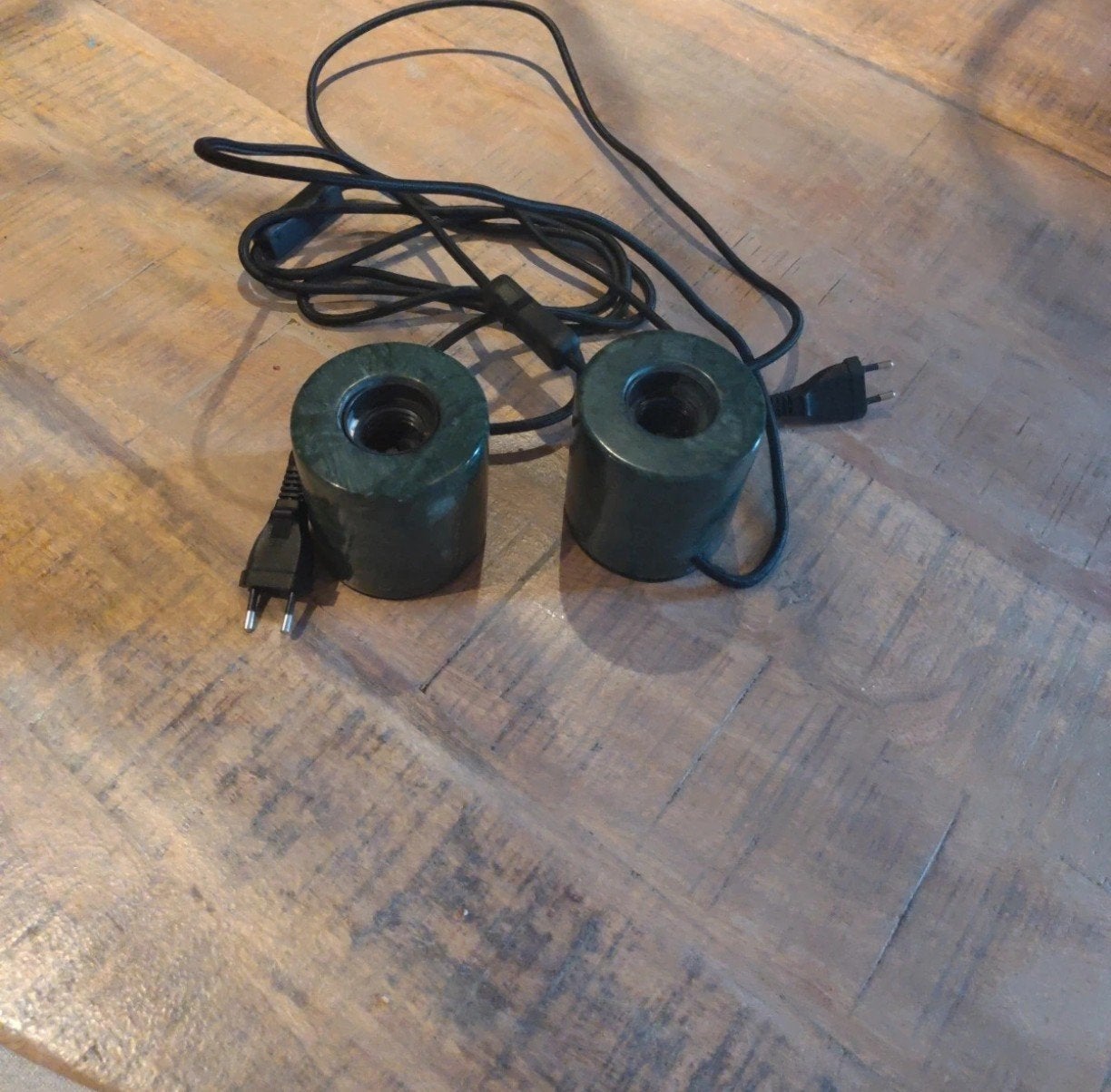 Set van 2 marmeren tafellampen - Karwei, Overige merken, Groen, Ophalen of Verzenden, Zo goed als nieuw