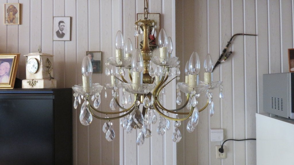 Kroonluchter klassiek design  60 cm rond., Ophalen, Gebruikt, Klassiek, E14 (klein)
