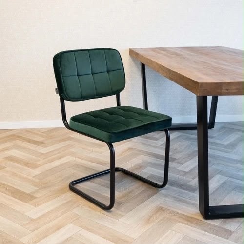 Set van 6 eetkamerstoelen velvet donkergroen, Ophalen, Overige kleuren, Nieuw, Stof