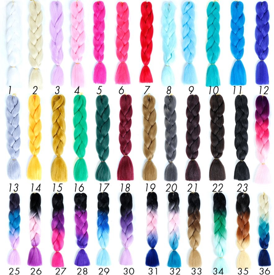 Gekleurde Vlechten Braids Haar Dreads Ombre Zwart Roze, Verzenden, Nieuw, Pruik of Haarverlenging