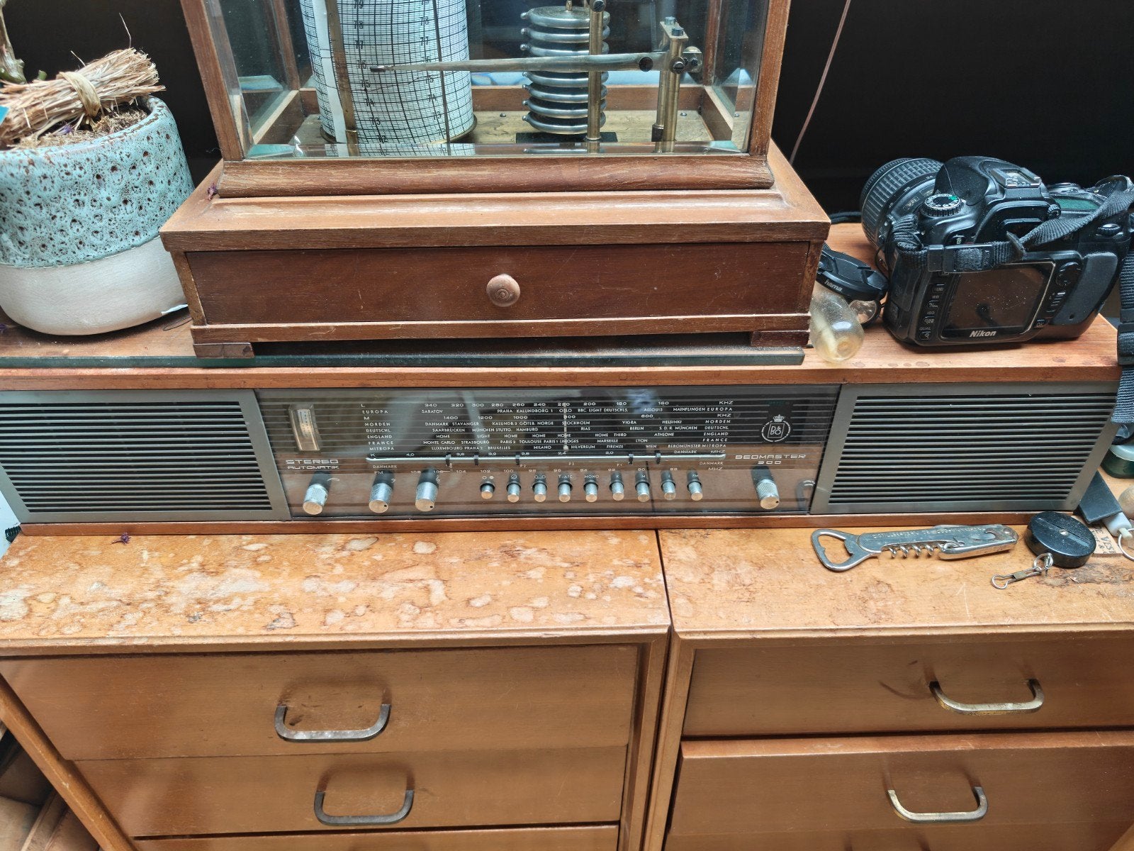 Vintage Radio-ontvanger B&O met houten behuizing, Ophalen