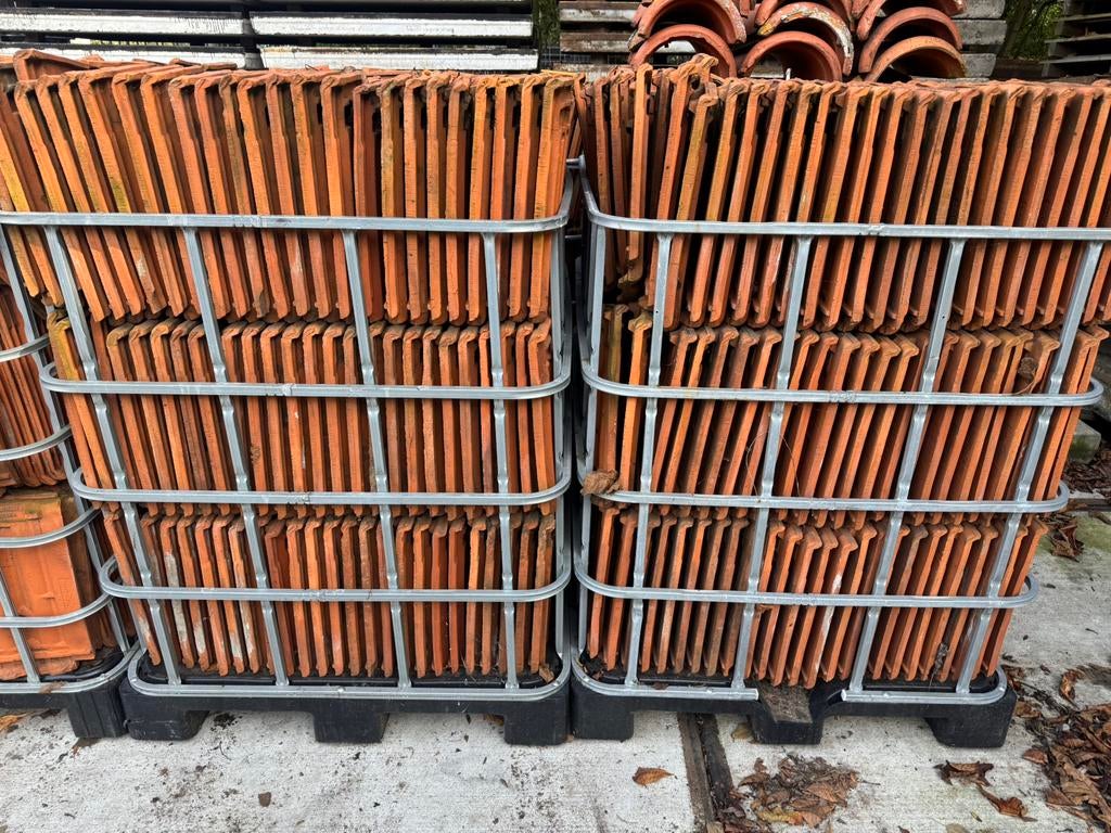 3.000 brandschone vlakke mulden dakpannen rood gebr laumans, Ophalen of Verzenden
