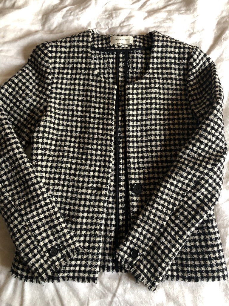 Isabel Marant Etoile zwart wit jasje Fr mt 38 Nl 36 wolblend, Zo goed als nieuw, Jasje, Maat 36 (S), Isabel Marant Etoile
