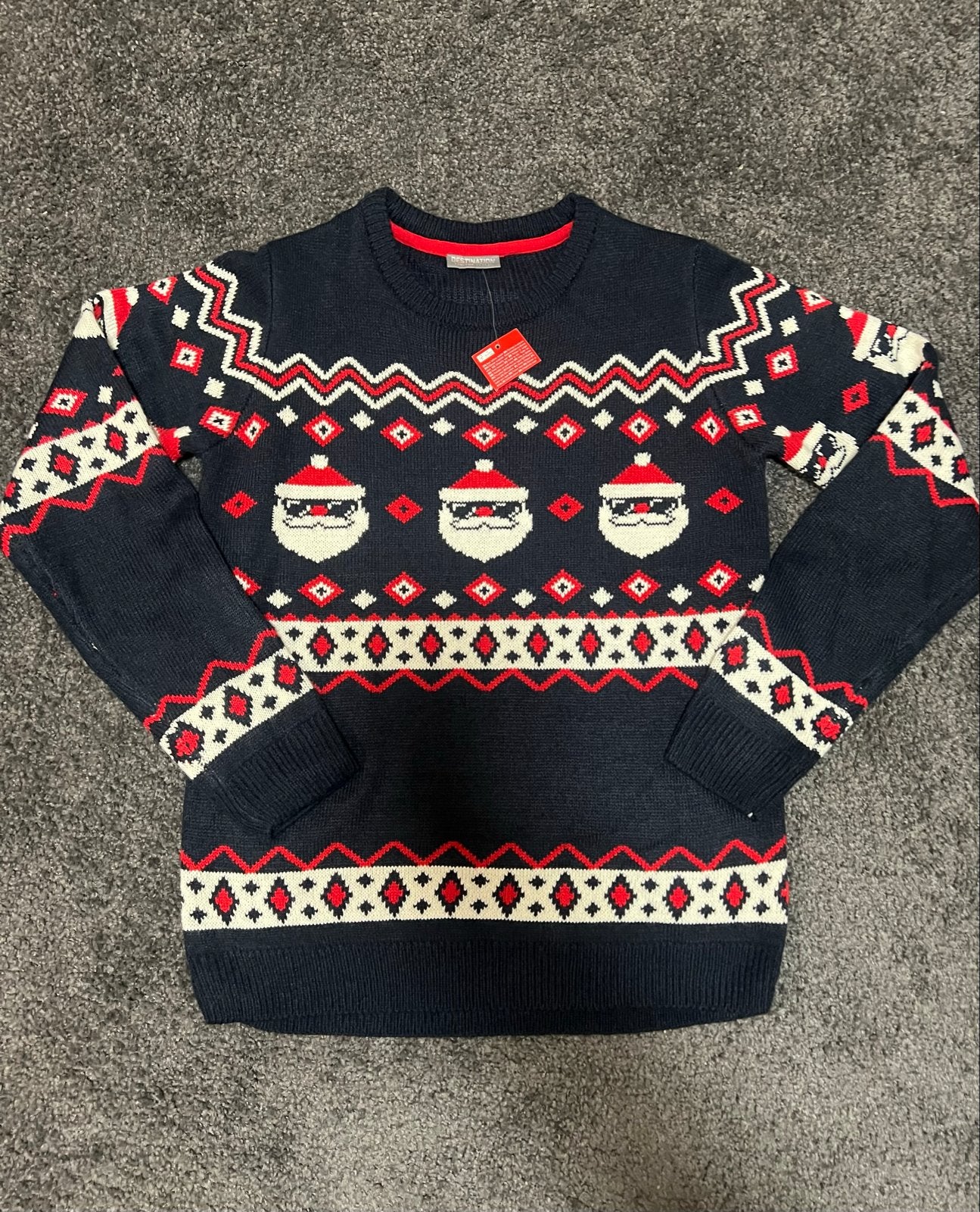 NIEUW, Marineblauwe kersttrui van Destination, maat 158/164, Kinderen en Baby's, Ophalen of Verzenden, Nieuw, Jongen, Trui of Vest