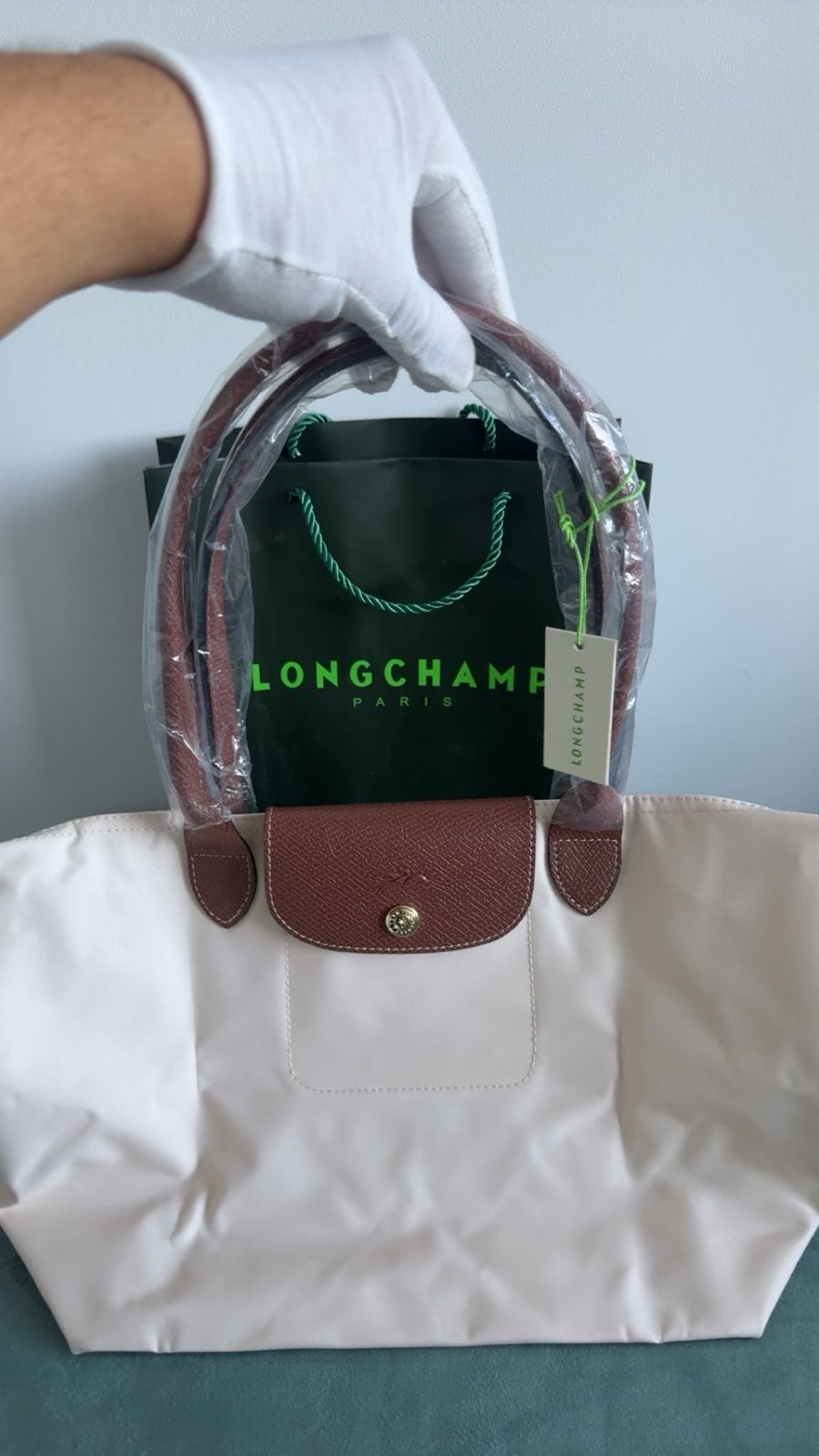 Longchamp Le Pliage Shopper Tas Maat Medium Long, Ophalen of Verzenden, Nieuw, Beige, Shopper