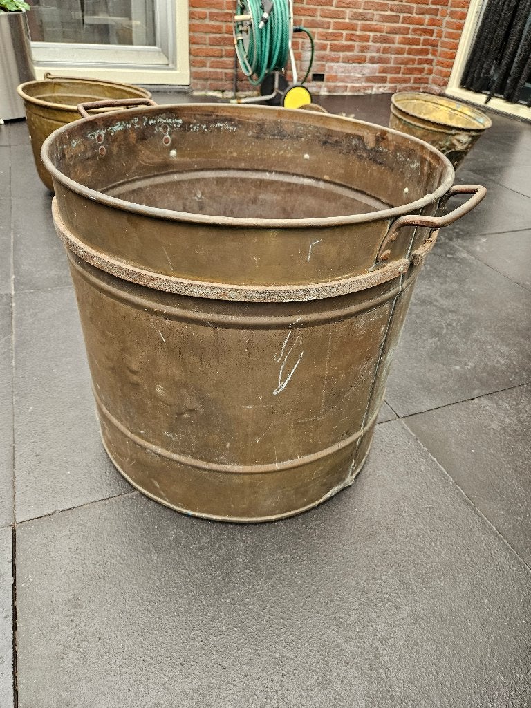 antiek koperen houtbak, zware uitvoering diameter 46 cm, Antiek en Kunst, Antiek | Koper en Brons, Ophalen, Koper