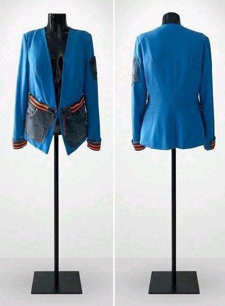 Unieke customized korte blazer, Maat 38/40 (M), AiD, Blauw, Nieuw