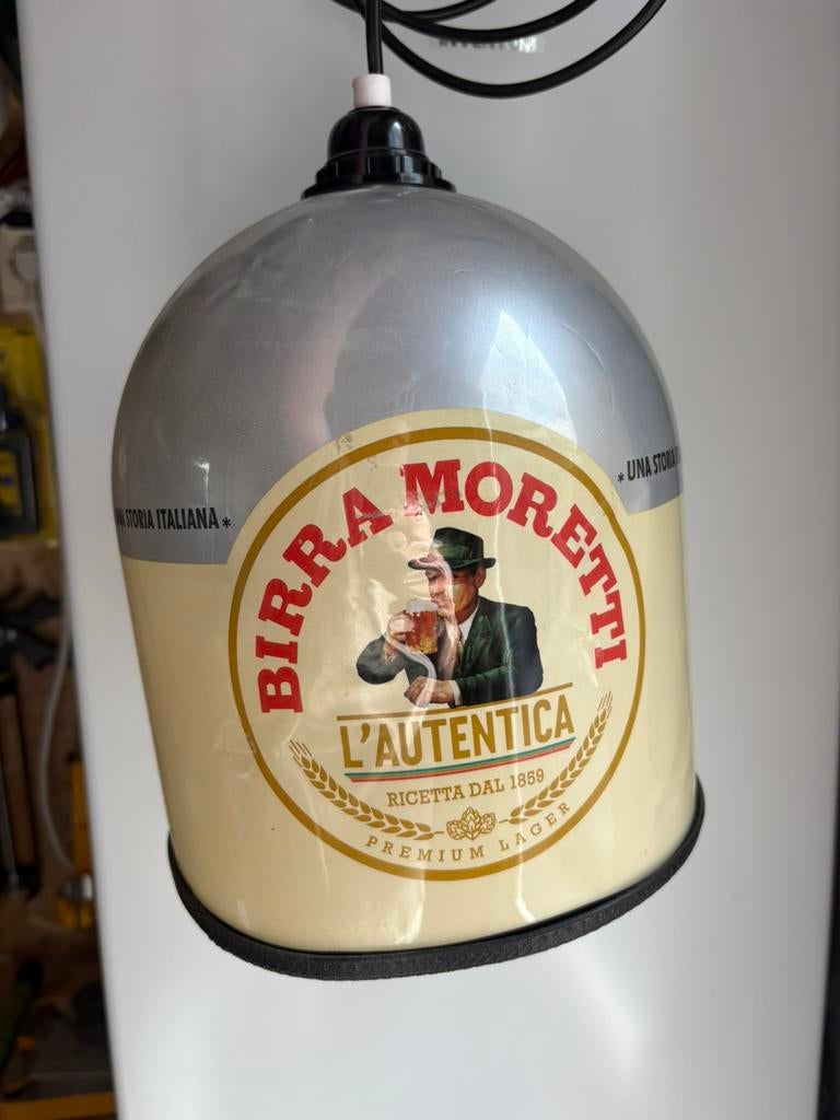 Hanglamp Birra moretti, Verzamelen, Ophalen of Verzenden, Zo goed als nieuw, Reclamebord, Plaat of Schild, Overige merken