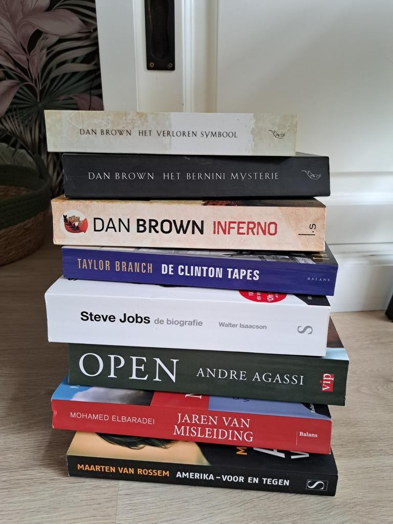 Diverse titels: Dan Brown, Steve Jobs, Andre Agassi en meer, Ophalen of Verzenden, Gelezen, Dan Brown, Walter Isaacson, Andre Agassi, Taylor Branch