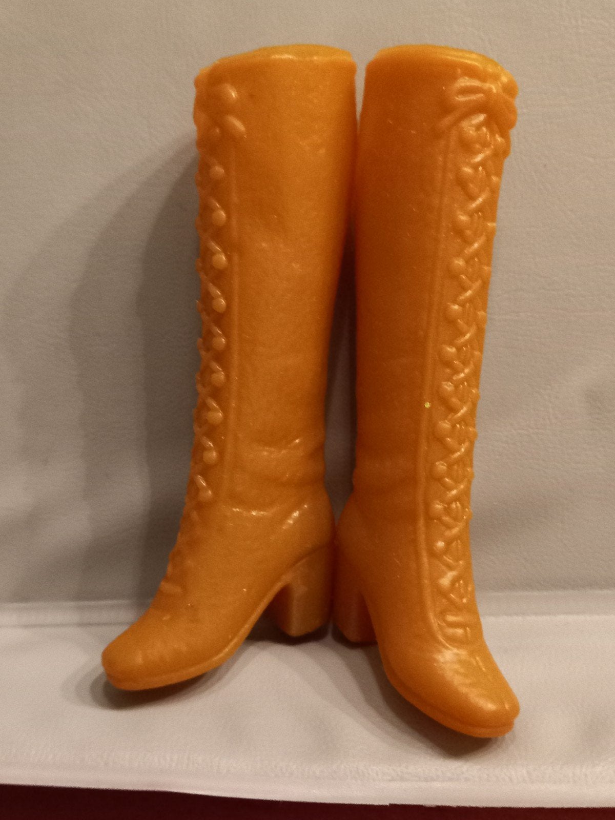 Vintage Barbie Mod Soft Lace Up Boots Bruin Korea, Verzenden, Gebruikt, Accessoires