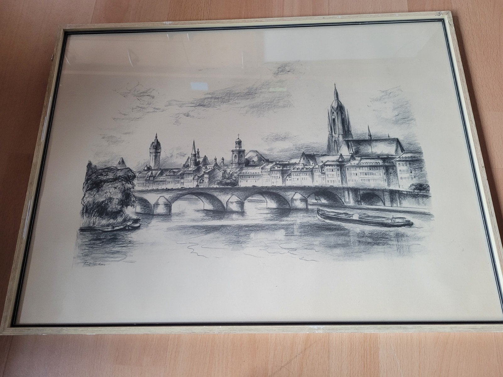 Tekening Litho Gesigneerd, Antiek en Kunst, Ophalen