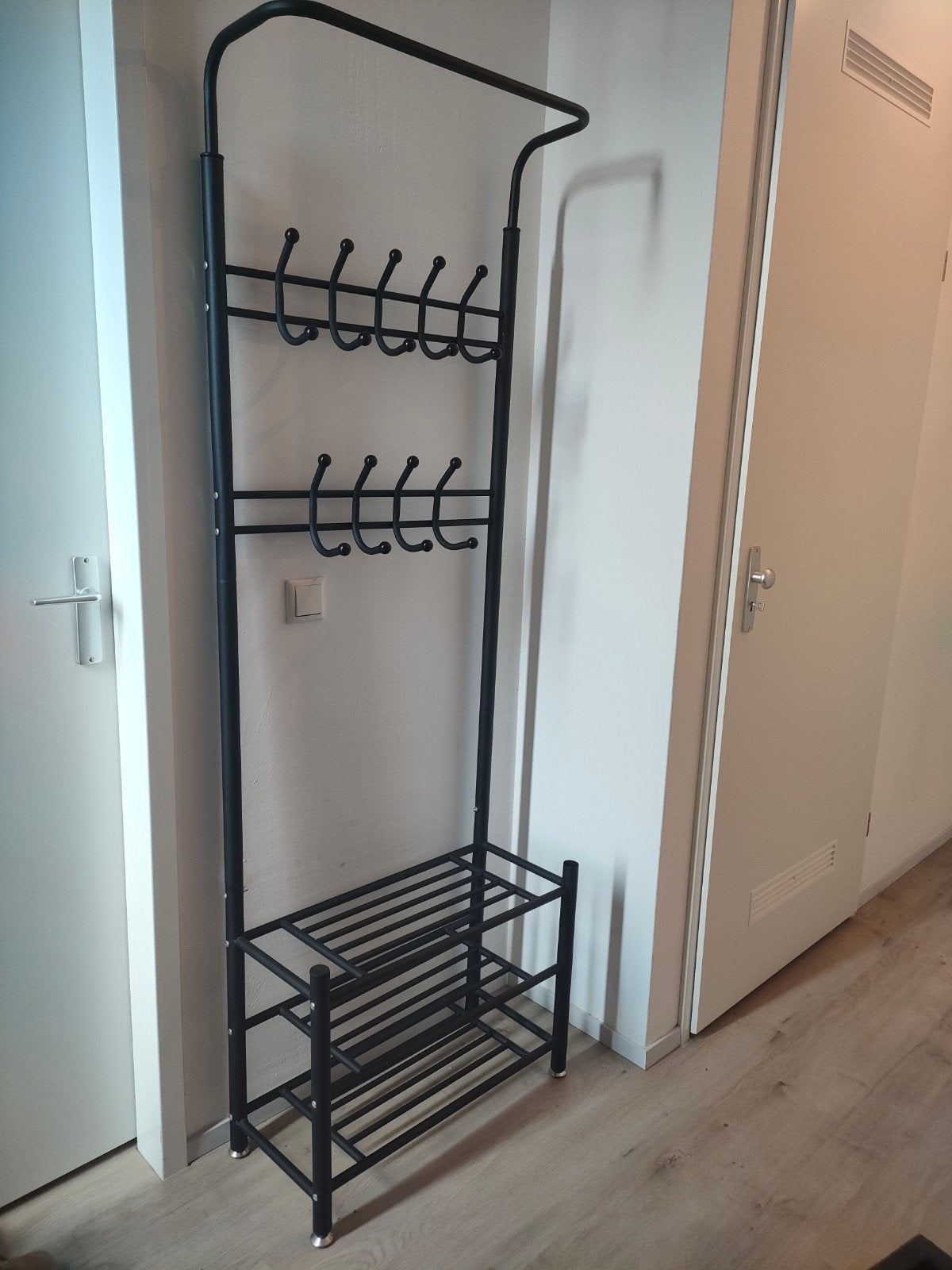 O'DADDY kapstok met schoenenrek - zwart (66x30x190 cm), Ophalen, Gebruikt, Metaal, Staande kapstok