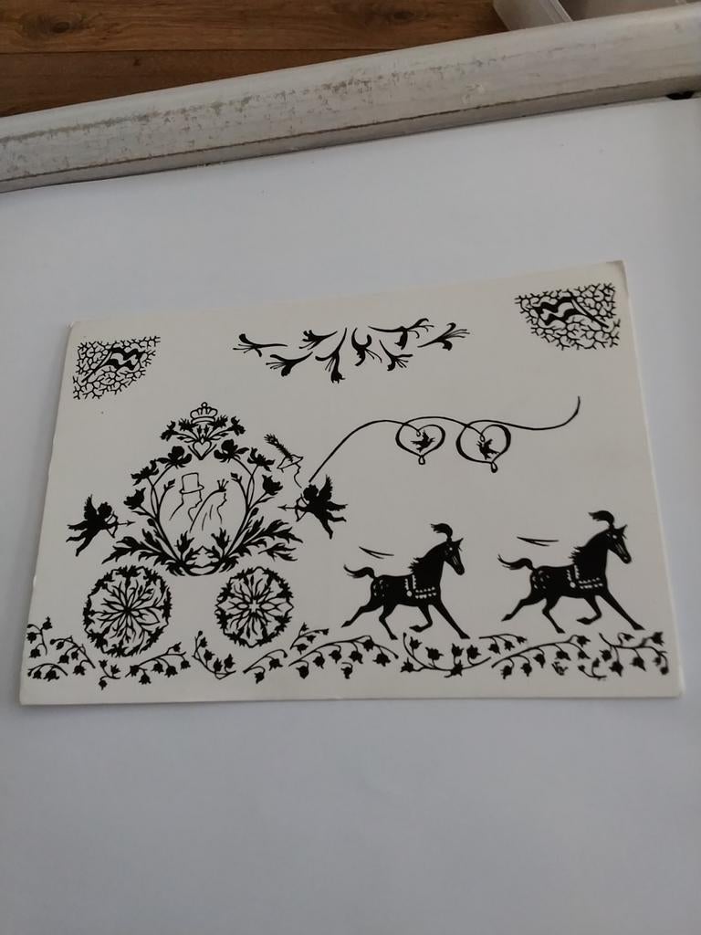 BRUIDSPAAR IN KOETS MET PAARDEN, Ophalen of Verzenden