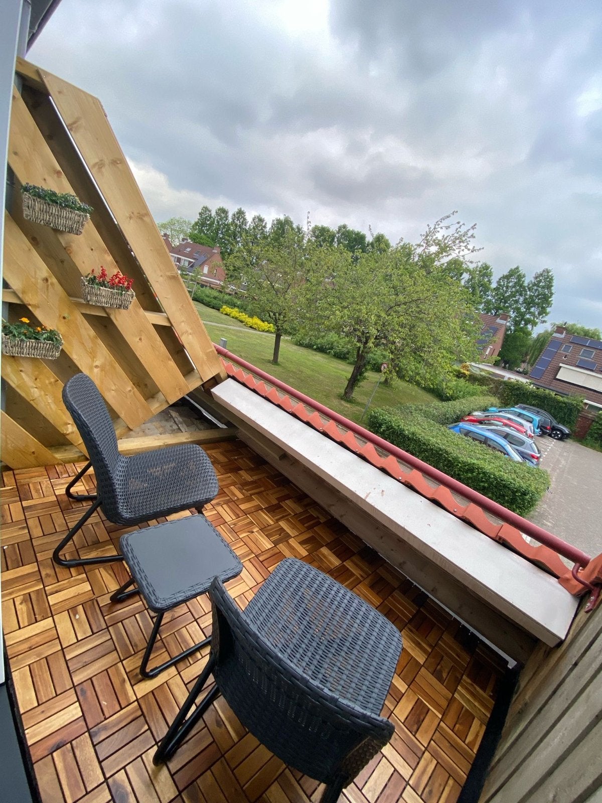 Compacte loungeset voor balkon of tuin, Gebruikt, Loungeset, Wicker, Stoel