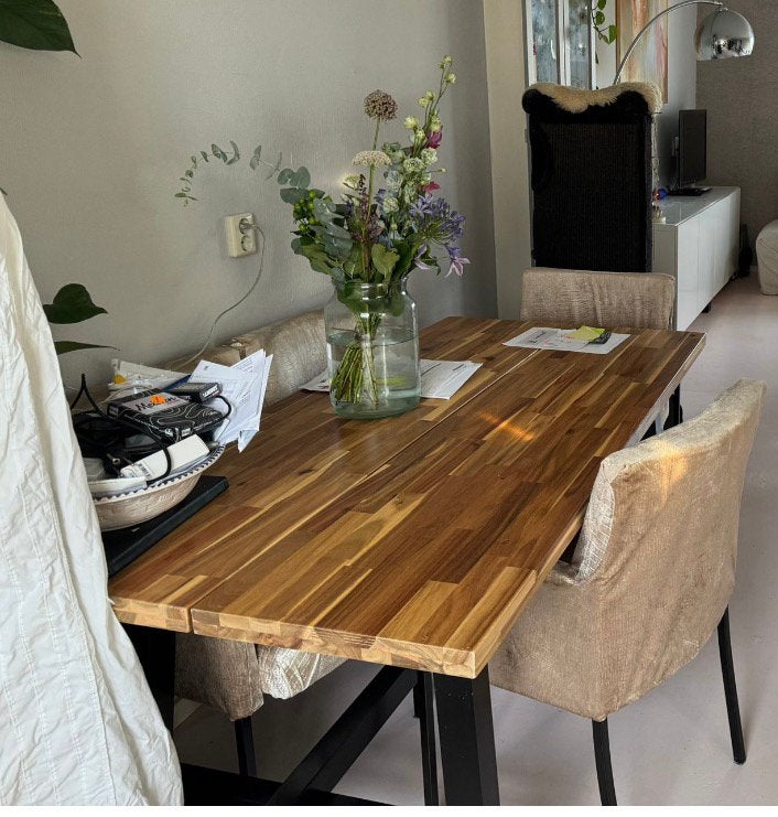 Eettafel Skogsta ikea 160x81x74 cm, Ophalen, 50 tot 100 cm, Zo goed als nieuw, Vijf personen of meer