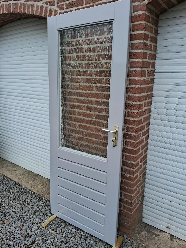 schuurdeur, buitendeur, achterdeur, hardhout, Ophalen, Gebruikt, 80 tot 100 cm, Buitendeur
