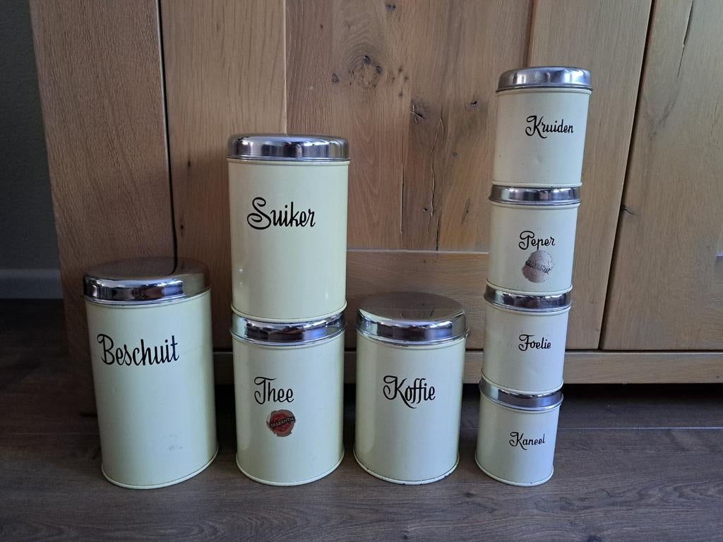 Vintage bewaarbussen crème Brabantia zie beschrijving, Verzamelen, Blikken, Ophalen of Verzenden, Gebruikt, Overige merken
