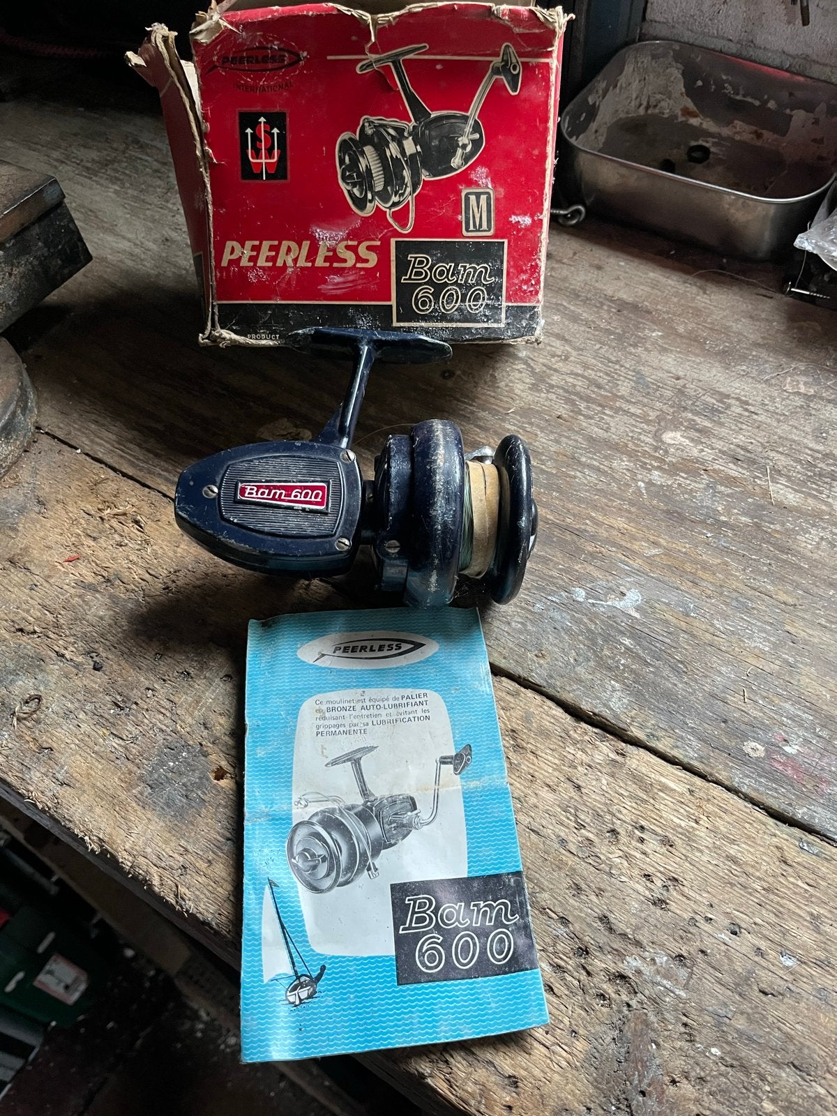 Vintage Peerless Bam 600 Molen met doos en handleiding, Watersport en Boten, Hengelsport | Algemeen, Ophalen of Verzenden, Gebruikt