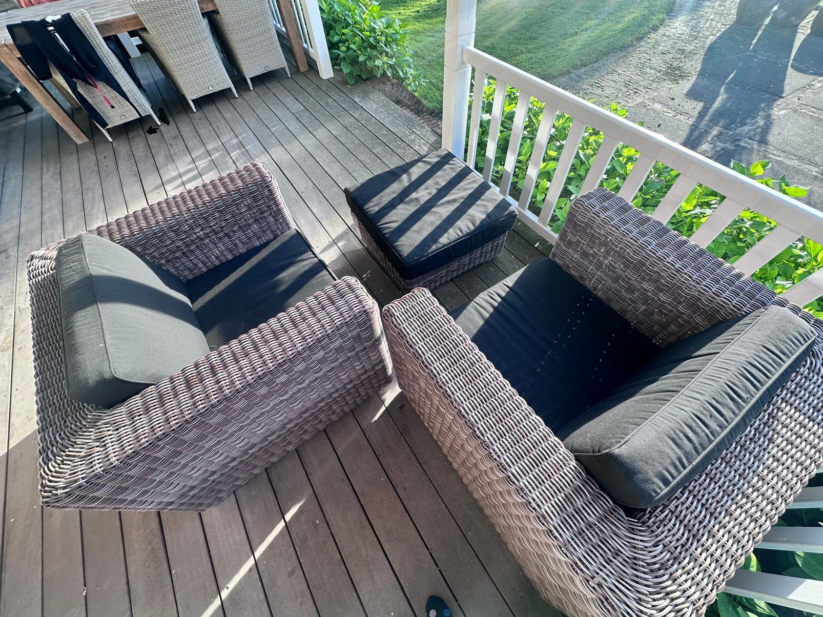 2 x Applebee Elements Lounge chair + footstool, Kunststof, Gebruikt, Loungeset, Stoel