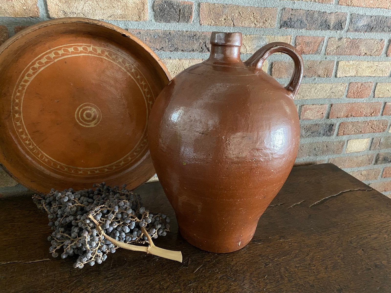 Brocante oude gres kruik, 40 cm, Antiek en Kunst, Antiek | Keramiek en Aardewerk, Ophalen