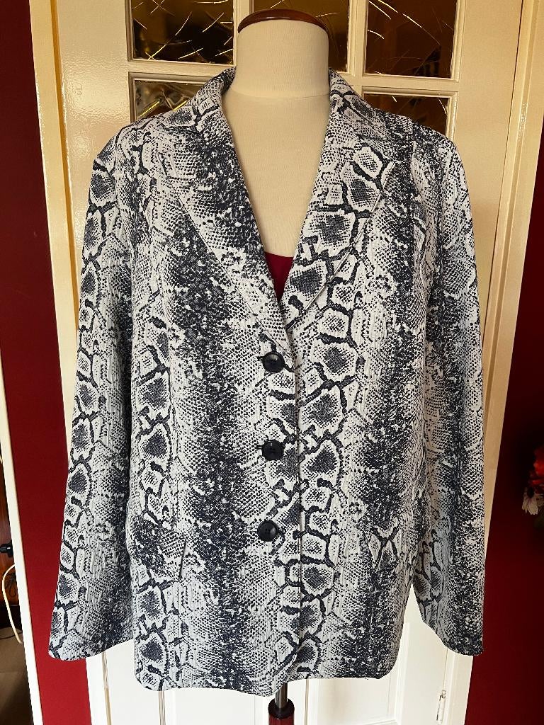 colbert in slangenprint, Ophalen of Verzenden, Zo goed als nieuw, Maat 42/44 (L), Zwart