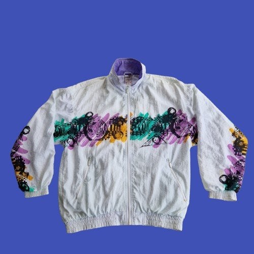 Vintage Puma windbreaker 1991 Grand Prix print maat M, Puma, Overige kleuren, Maat 48/50 (M), Ophalen of Verzenden