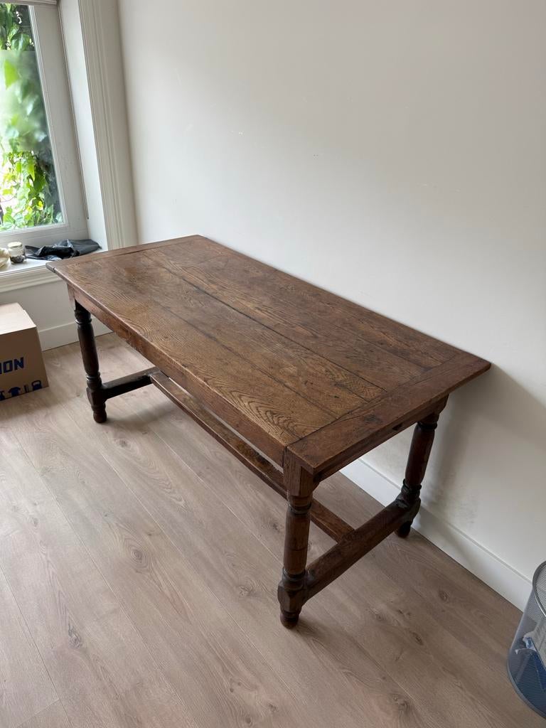 Antieke eikenhouten tafel, Ophalen, Gebruikt, 100 tot 150 cm, Eikenhout