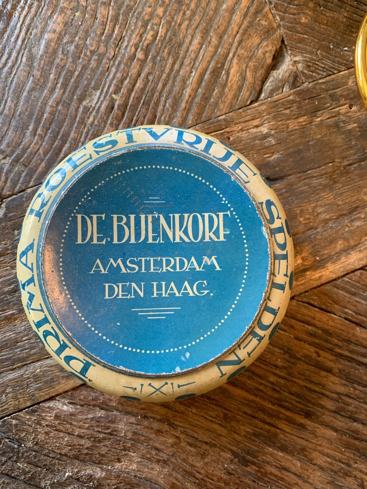 Vintage antiek blik De Bijenkorf Blik - Amsterdam Den Haag, Verzamelen, Ophalen of Verzenden, Gebruikt, Overige, Overige merken