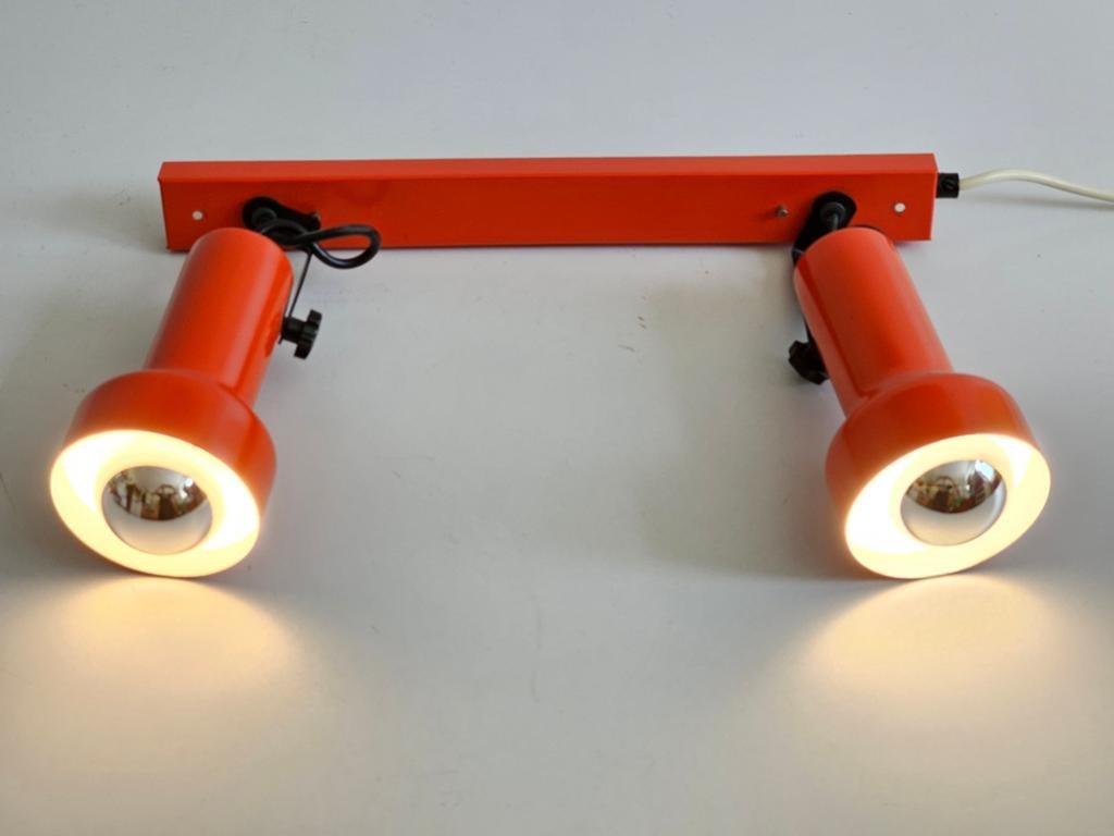 Vintage jr.70 oranje dubbel spot wand/plavondlamp, Ophalen of Verzenden