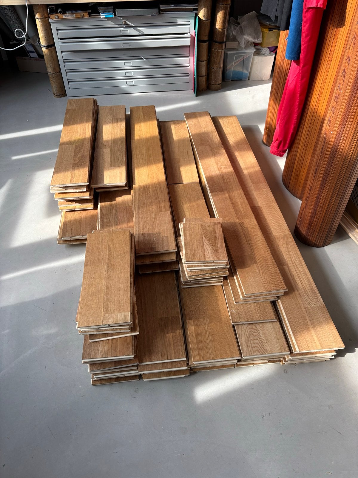 30m2 Eiken vloer multi plank, Doe-het-zelf en Verbouw, Vloerdelen en Plavuizen, Gebruikt, Vloerdelen of -planken, Hout, 150 cm of meer