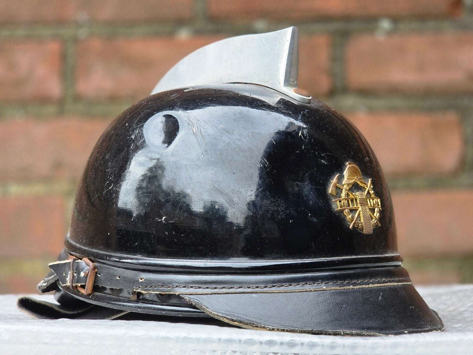 brandweerhelm brandweer Nederland, Verzamelen, Ophalen of Verzenden, Landmacht, Nederland, Embleem of Badge