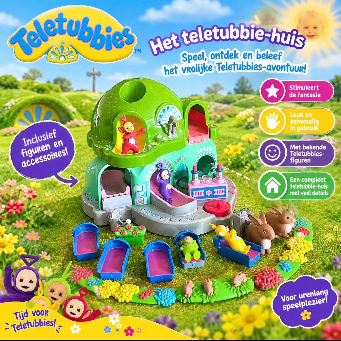 Teletubbies huis met verschillende accessoires, Ophalen of Verzenden, Gebruikt