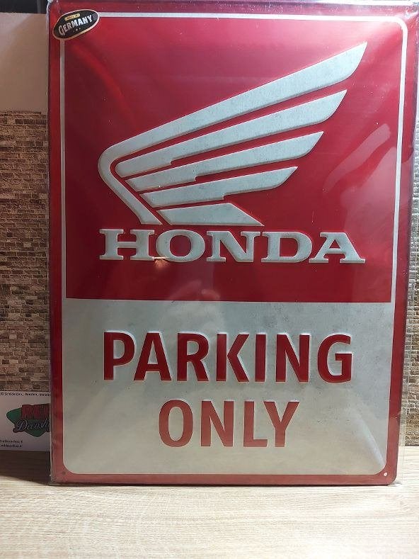 metalen 3d/reliëf bord honda parking only, licentie, Verzamelen, Ophalen of Verzenden, Nieuw, Reclamebord