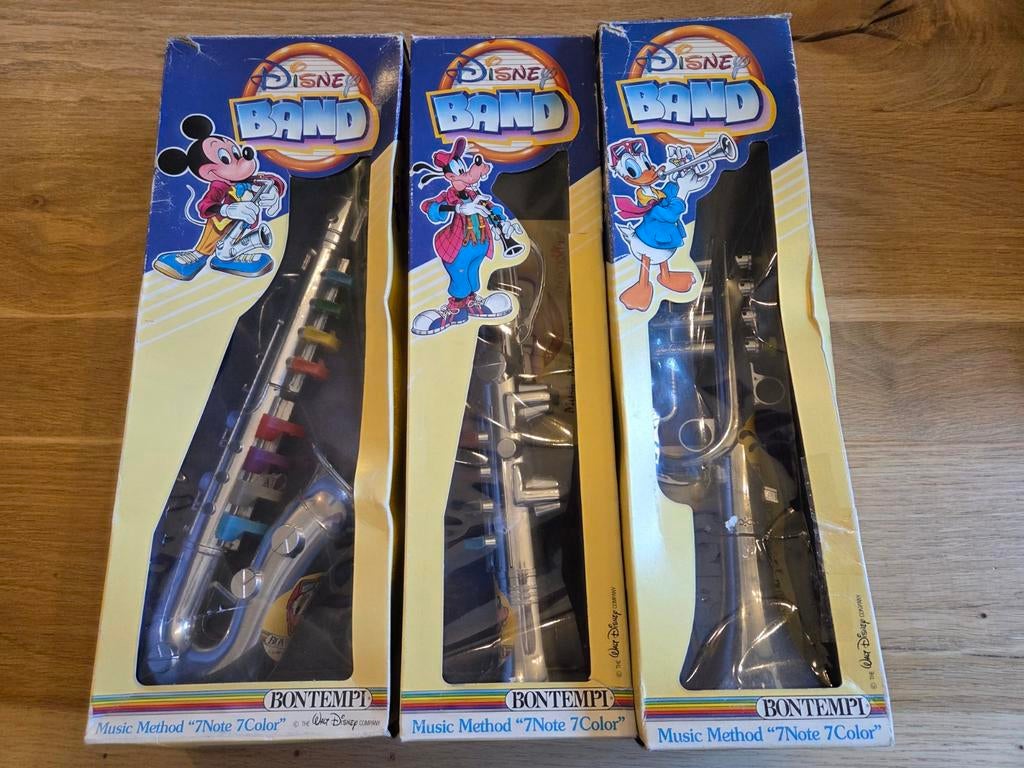 3 disney band instrumenten, Ophalen of Verzenden, Mickey Mouse, Gebruikt, Beeldje of Figuurtje