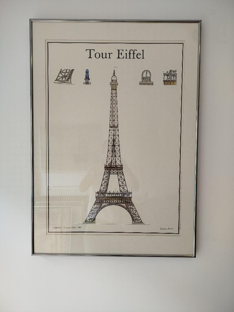 Vintage Eiffeltoren Poster Editions Hazan (AF 135) Ingelijst, Ophalen of Verzenden, Zo goed als nieuw