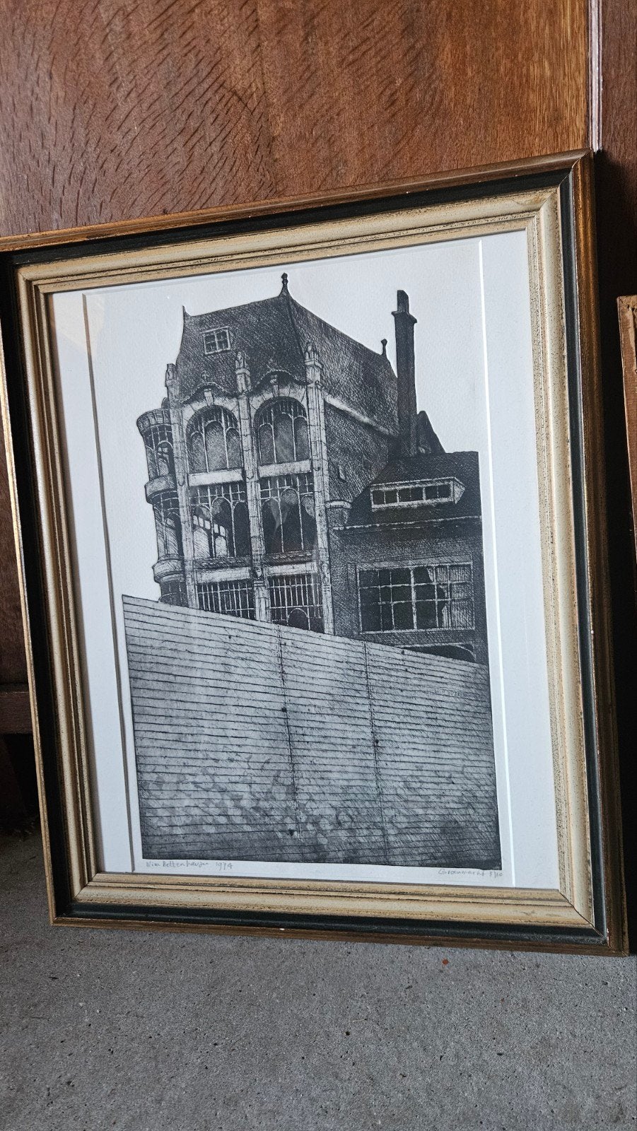 Wim Bettenhausen - Ets van Groenmarkt Den Haag 1974, Antiek en Kunst, Ophalen, Origineel, Stadsgezicht, 1950 - 1999