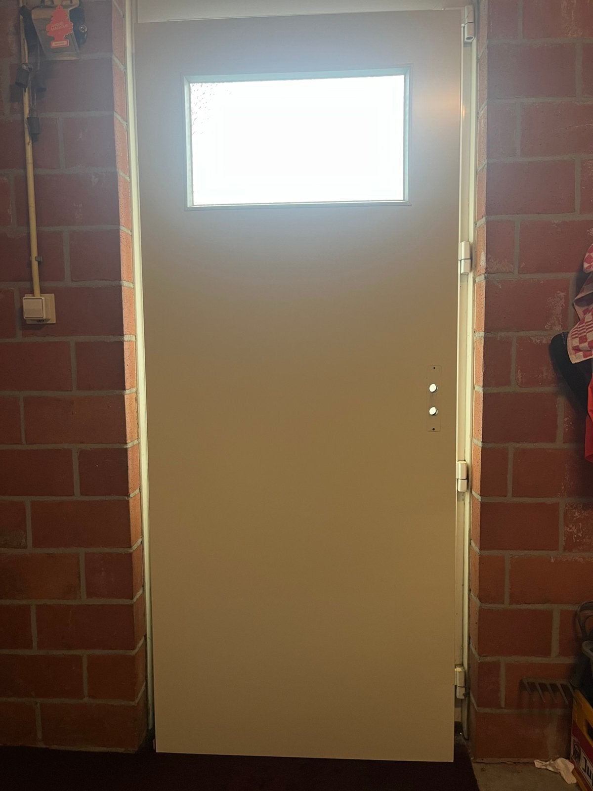 Opdek binnendeur met raam inclusief deurbeslag douche/toilet, Ophalen, Gebruikt, 80 tot 100 cm, Binnendeur