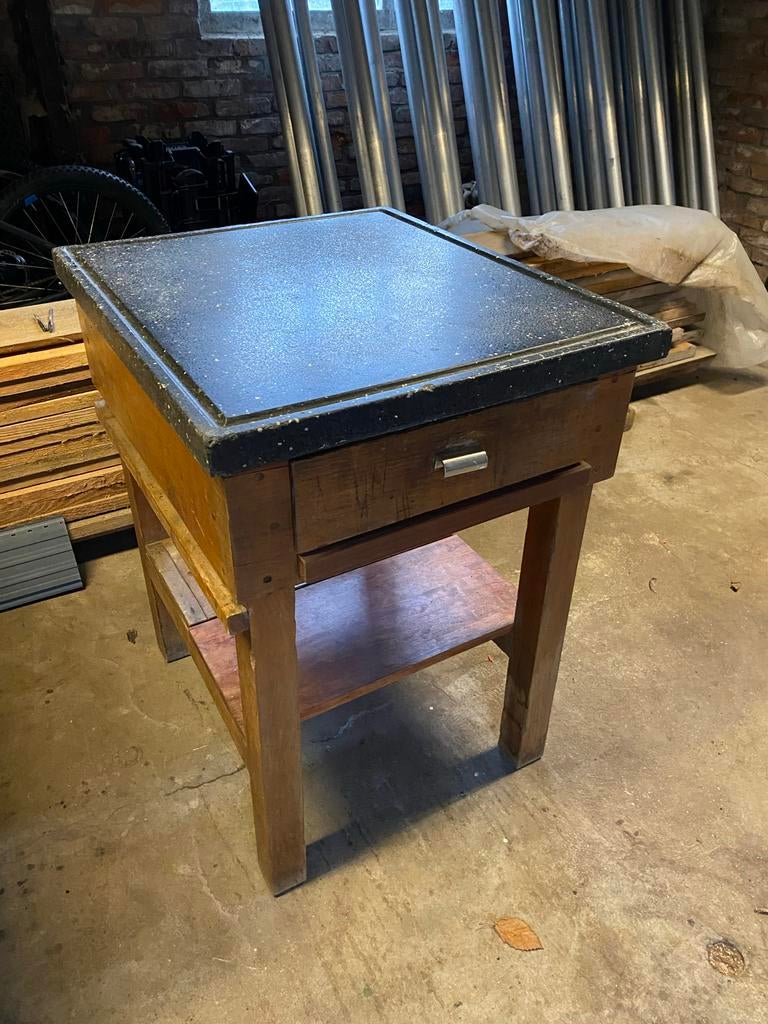 Houten hakblok met lade, Huis en Inrichting, Ophalen, Gebruikt, Hout, Snij-/serveerplank