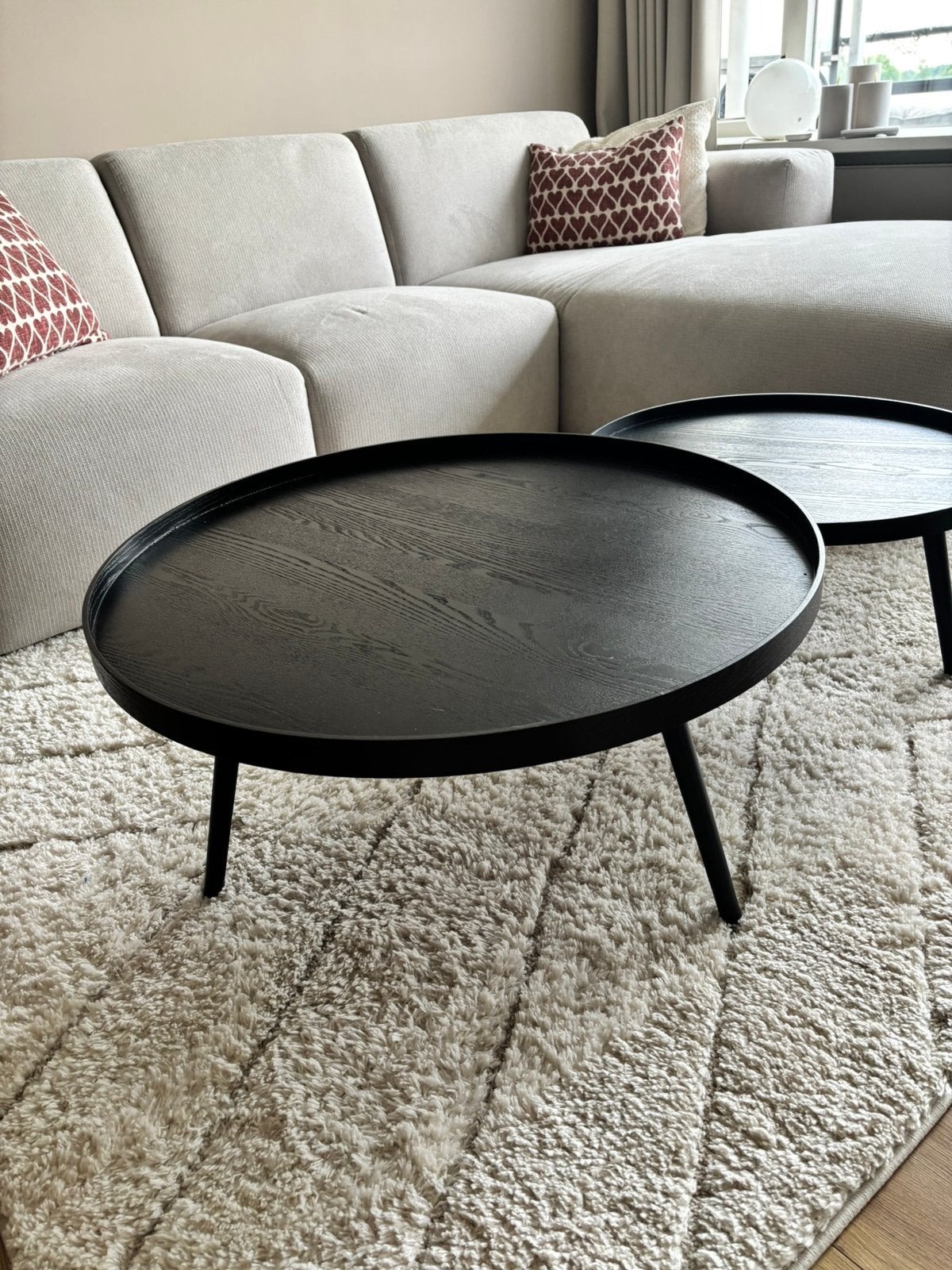 Ronde salontafel zwart, Huis en Inrichting, Tafels | Salontafels, Ophalen, Gebruikt, Rond, 50 tot 100 cm