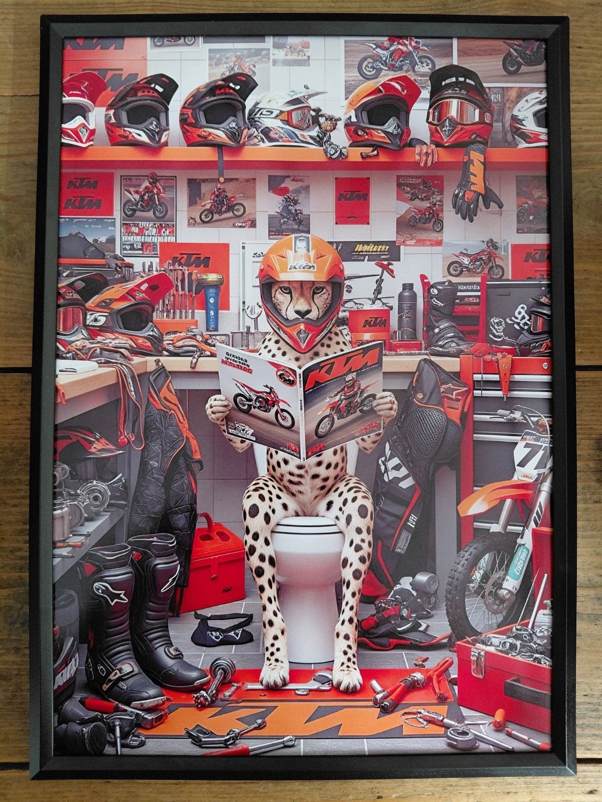 KTM Cheeta Poster met Lijst - 21x30 cm, Minder dan 50 cm, Nieuw, Ophalen of Verzenden, Foto of Poster